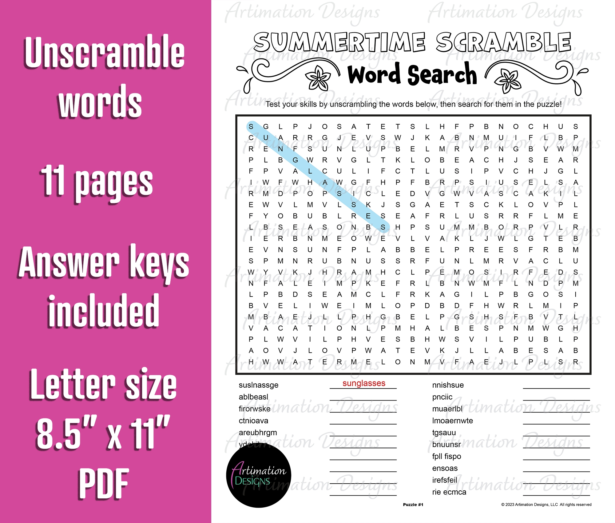 Summer Scramble Word Search Summertime Word Game Activity Brain Break Made By Teachers