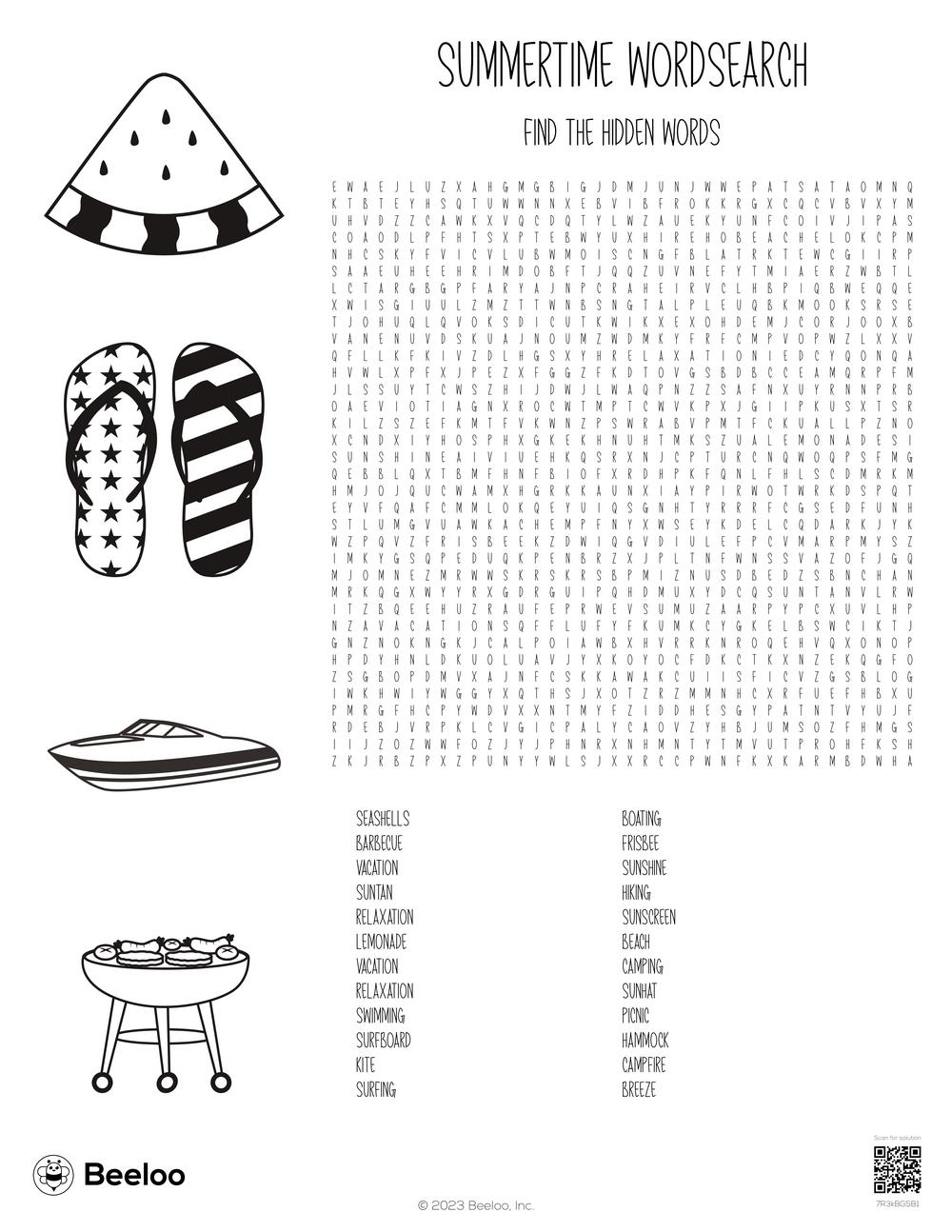 Summer themed Word Searches Beeloo Printable Crafts And Activities For Kids