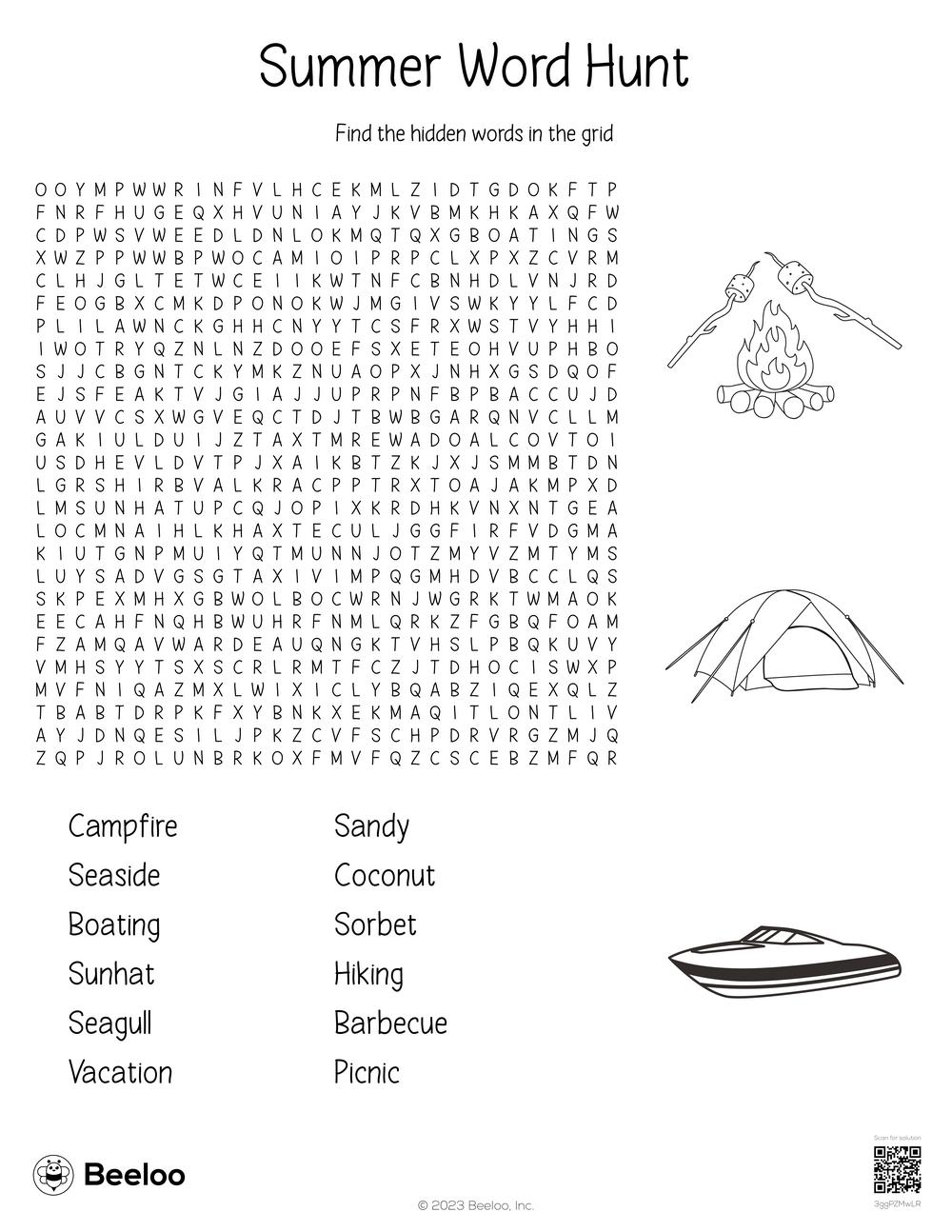 Summer themed Word Searches Beeloo Printable Crafts And Activities For Kids