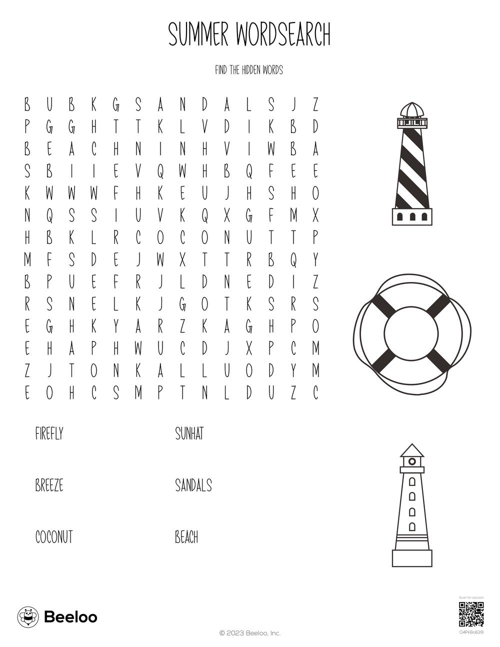 Summer themed Word Searches Beeloo Printable Crafts And Activities For Kids