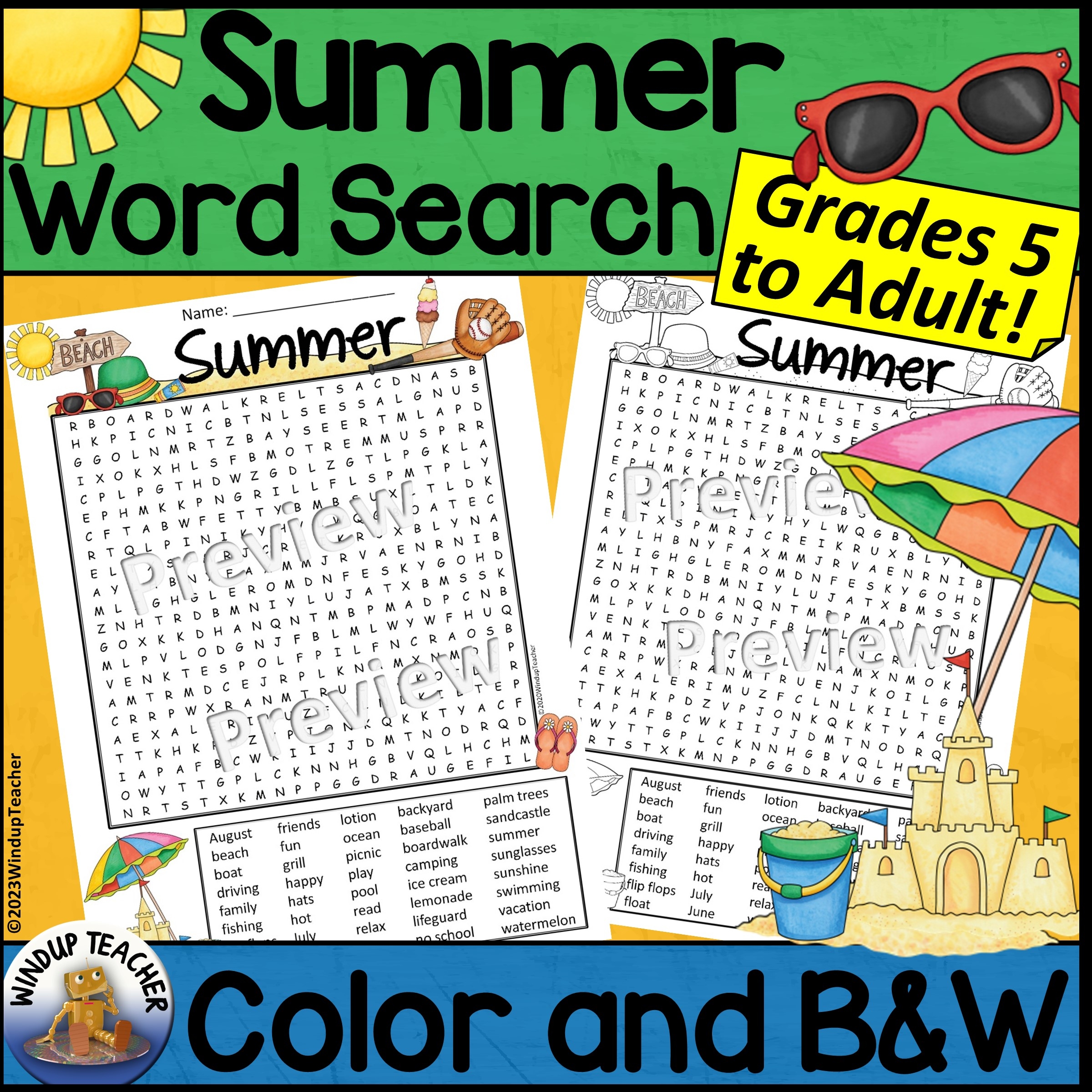 Summer Word Search Printable Adults