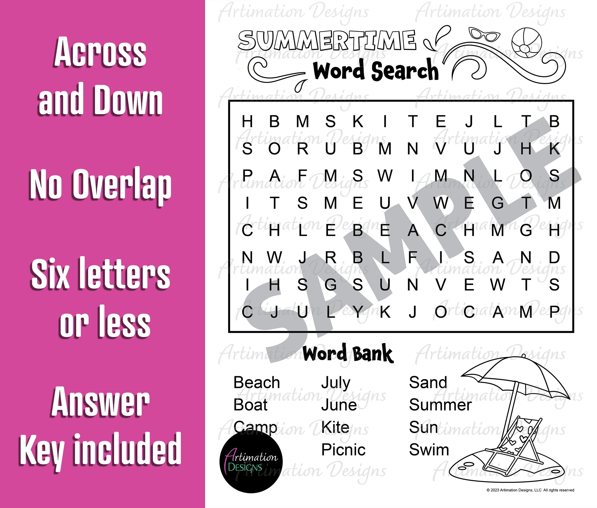 Summer Word Search Bundle Summer Word Games Easy Medium Hard Made By Teachers