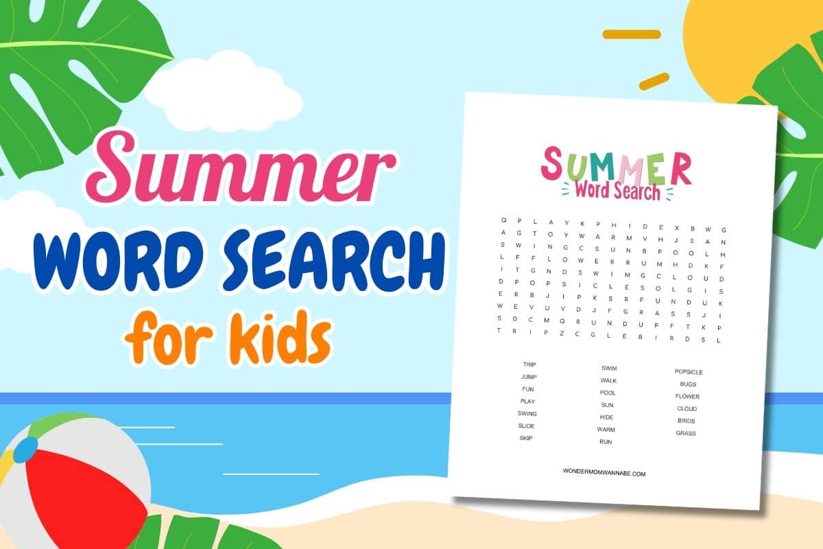summer word search for kids