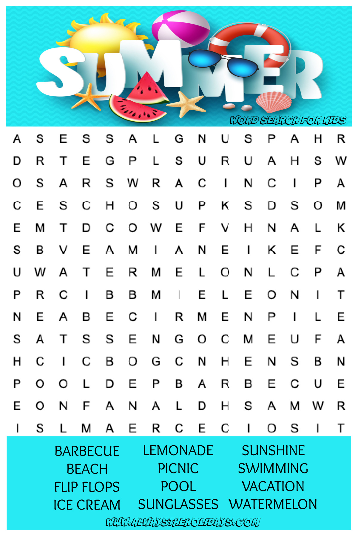 Word Search Elementary Printable