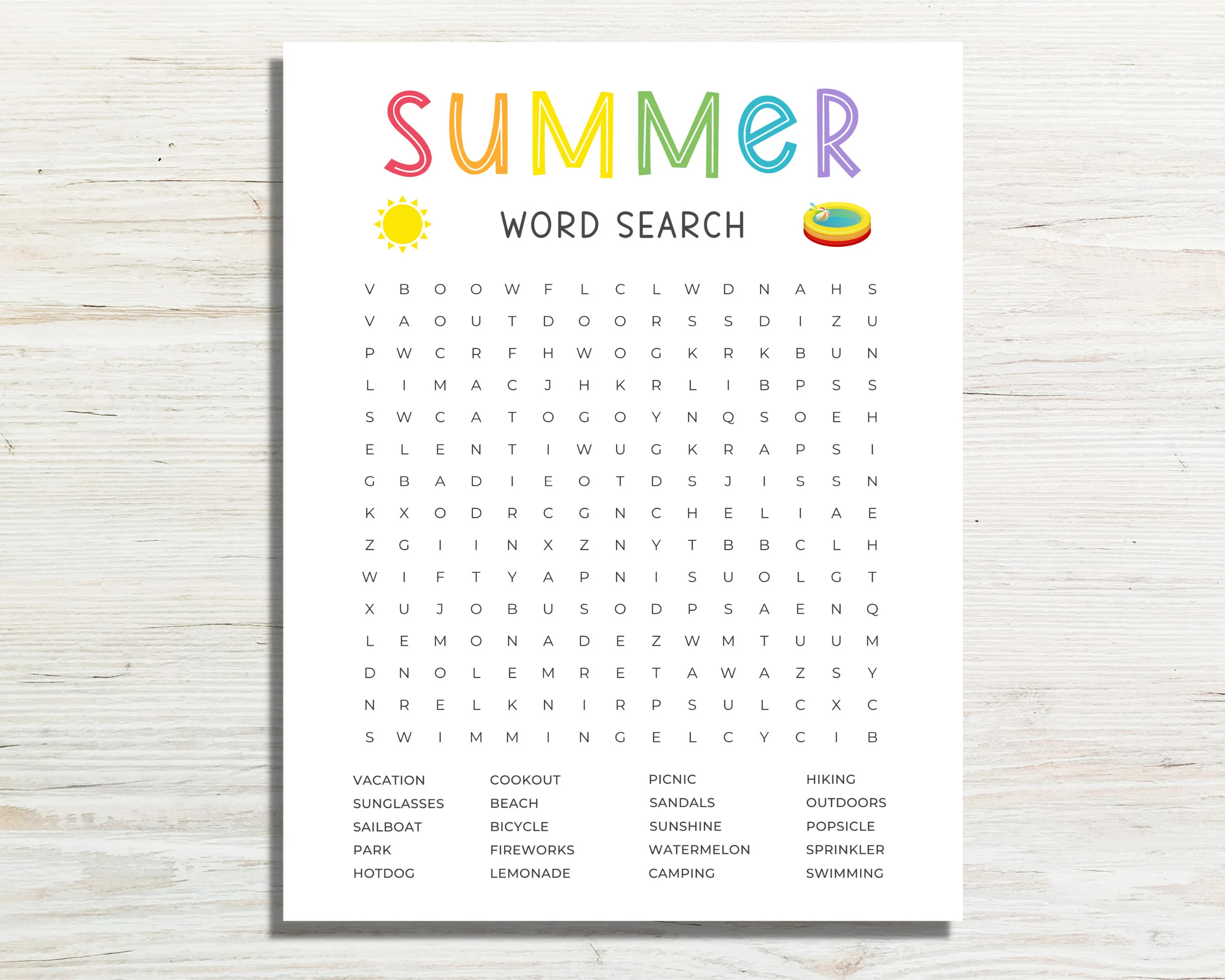 summer word search printable summertime games fun summer activity for kids and adults summer word puzzle game classroom end of year etsy