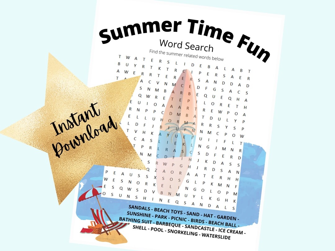 Word Search Printable Summertime