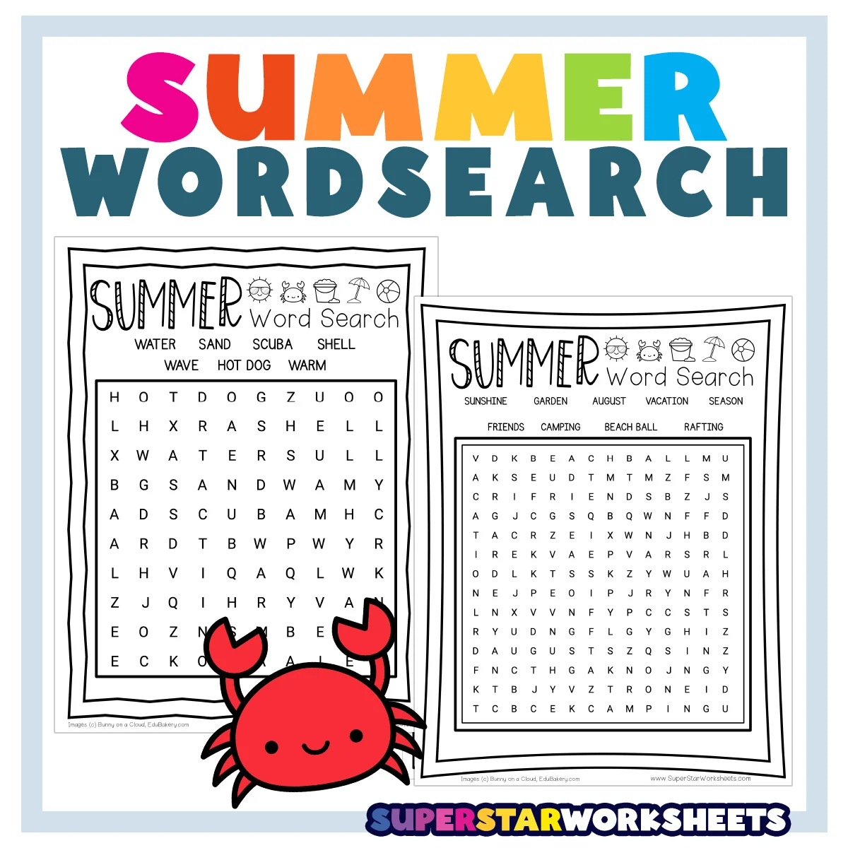summer word search superstar worksheets