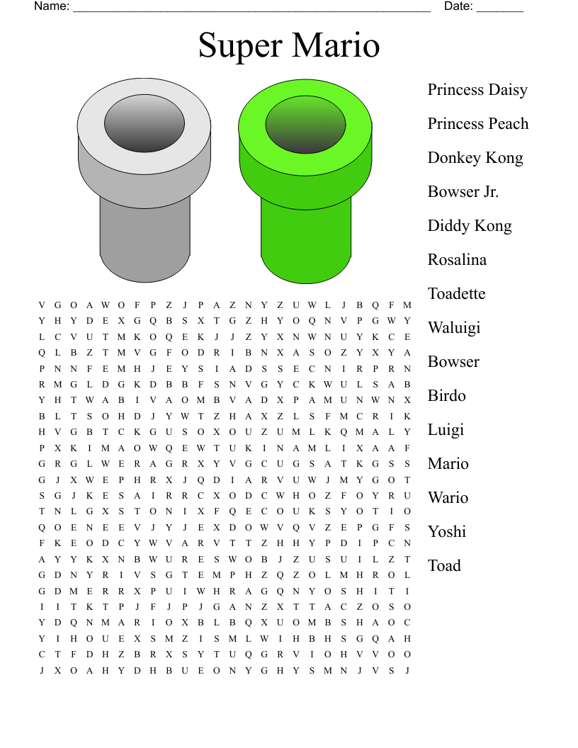 Super Mario Word Search WordMint