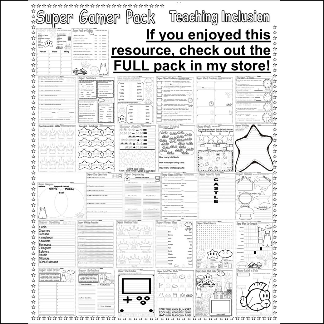 Super Mario Brothers Word Search