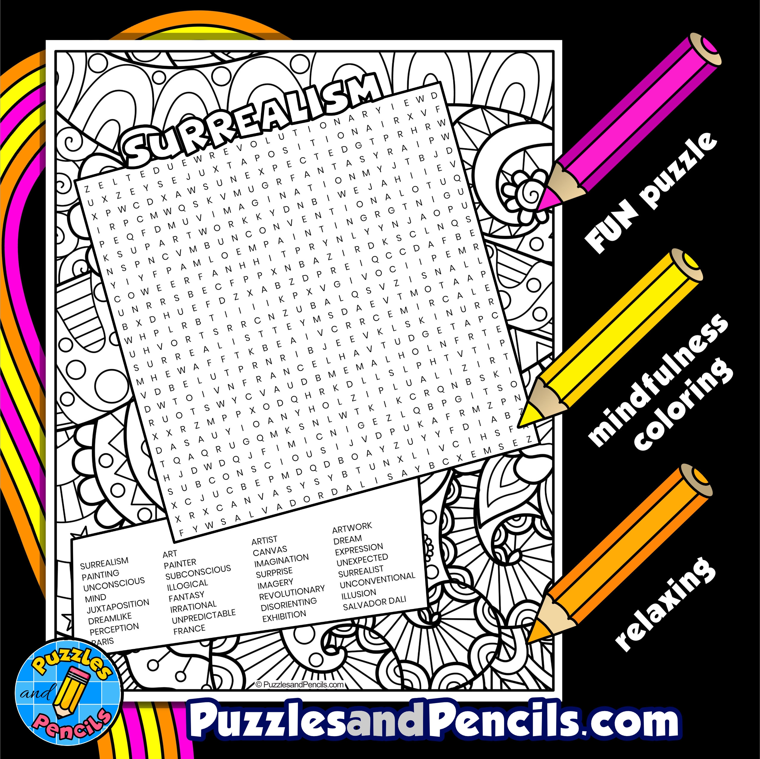 Printable Art Word Search Puzzles