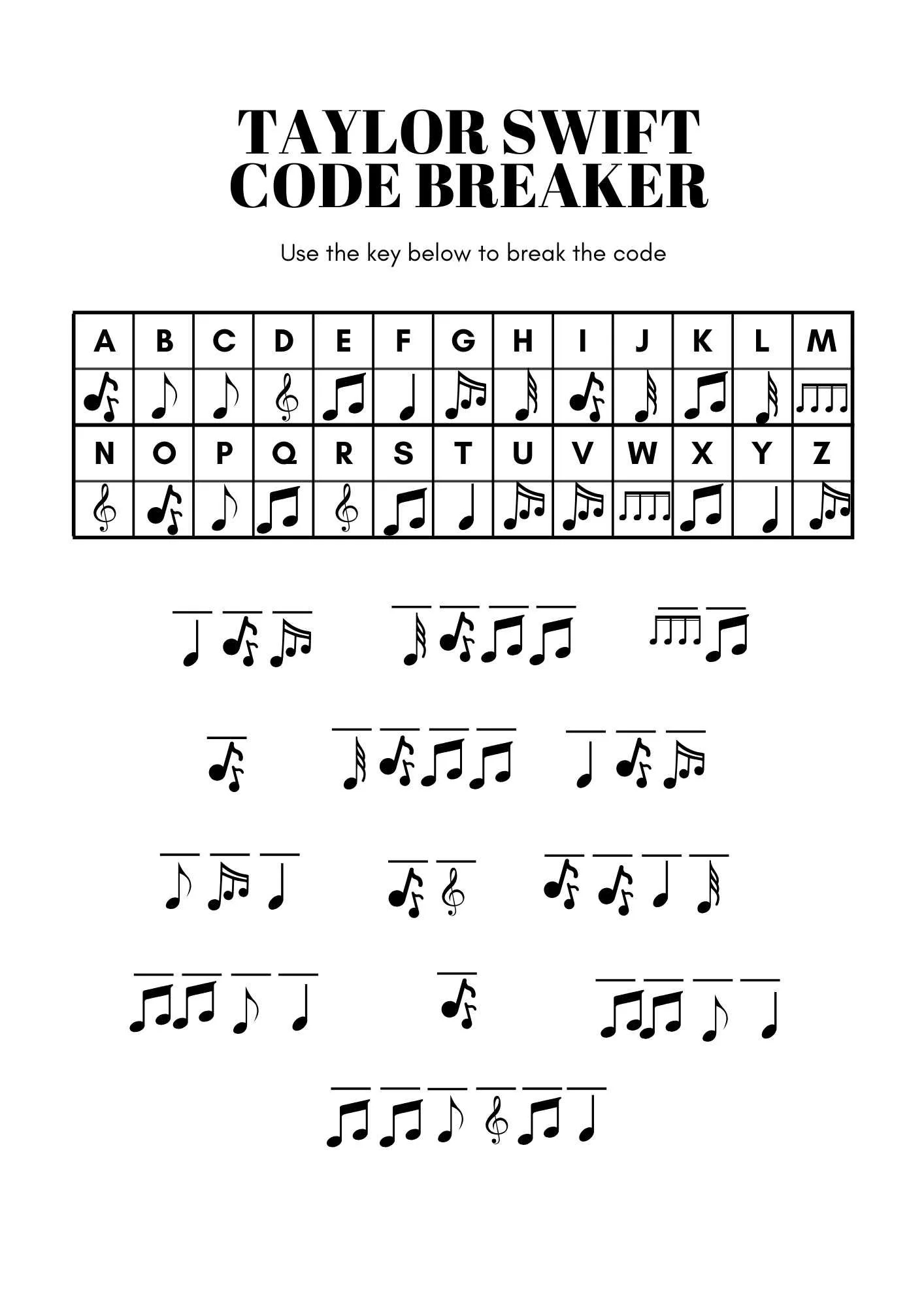 Taylor Swift Cryptogram Code Breakers Weeno Social Party Planning Made Easy