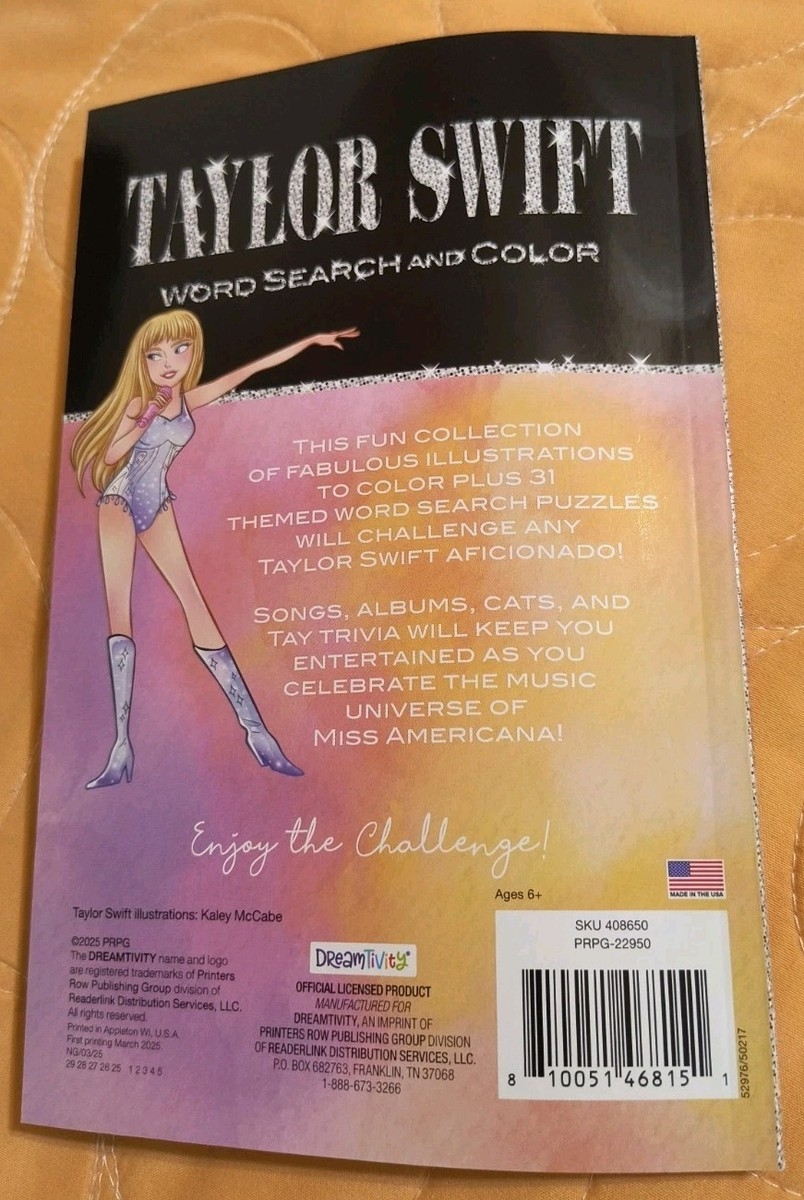 Taylor Swift Word Search And Color Book With Tear Share Pages New Free Shipping EBay