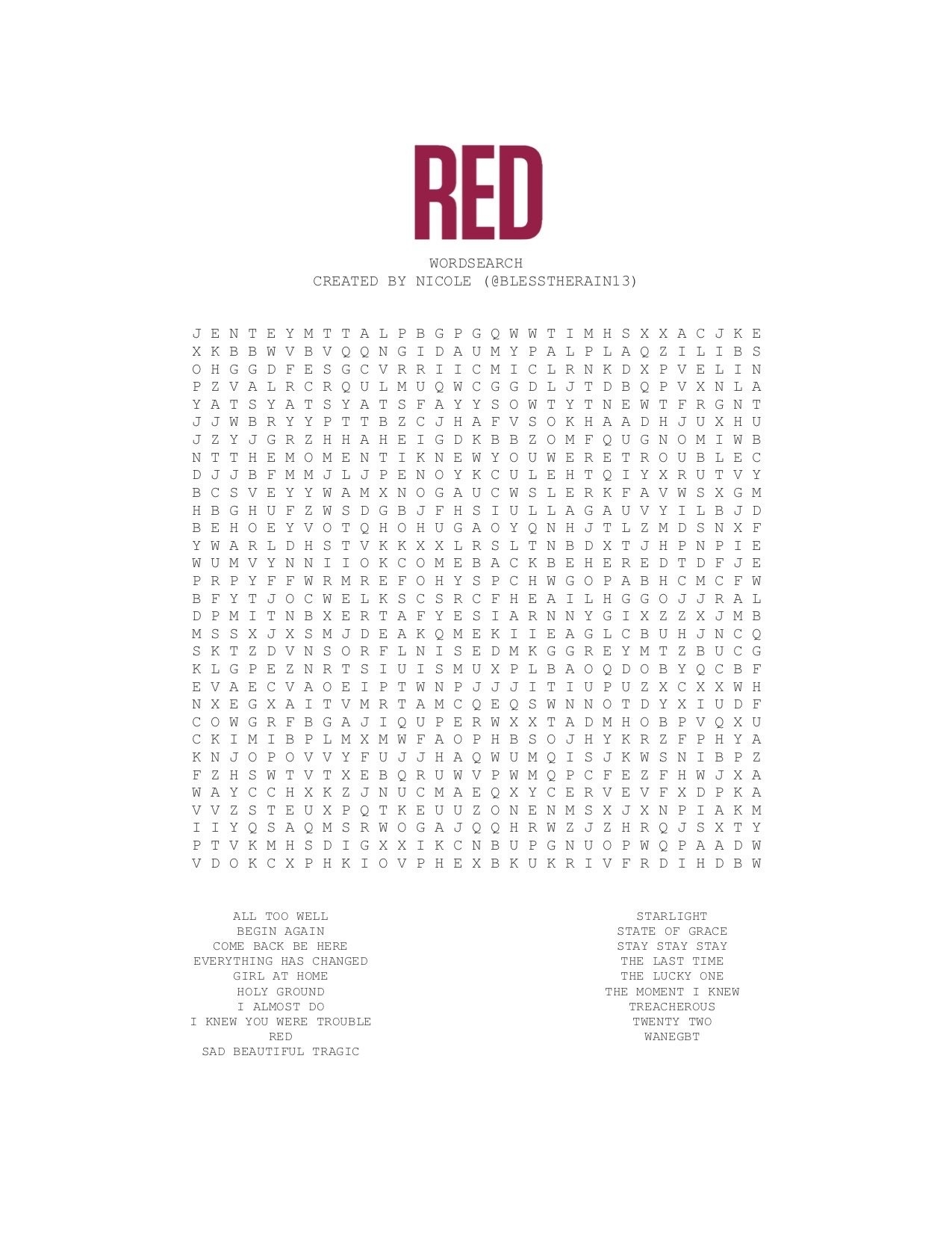 TAYLOR SWIFT WORD SEARCH annawanderer On Tumblr