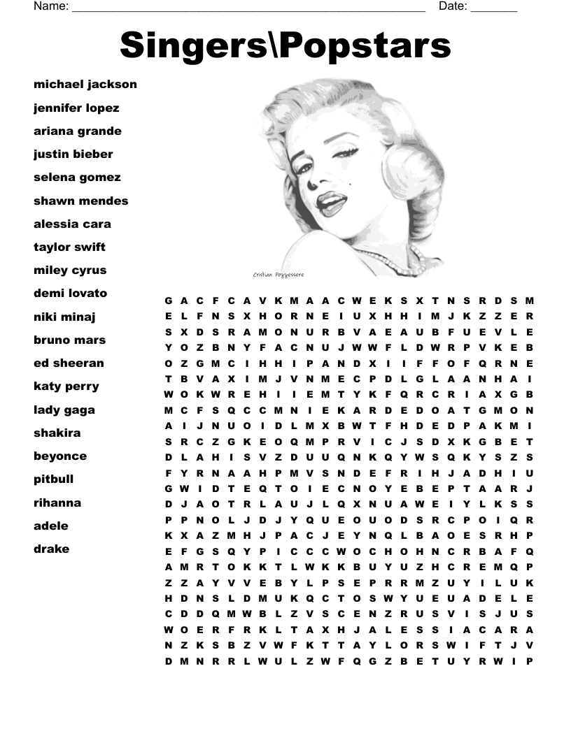 Taylor Swift Word Search WordMint