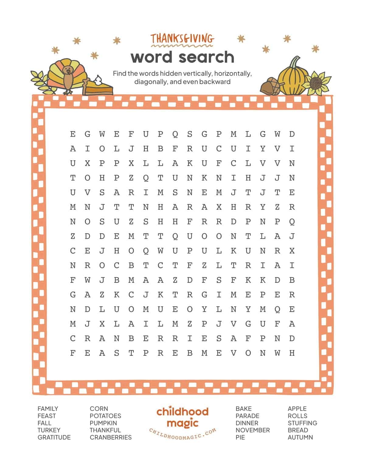 Printable Thanksgiving Word Search Pdf
