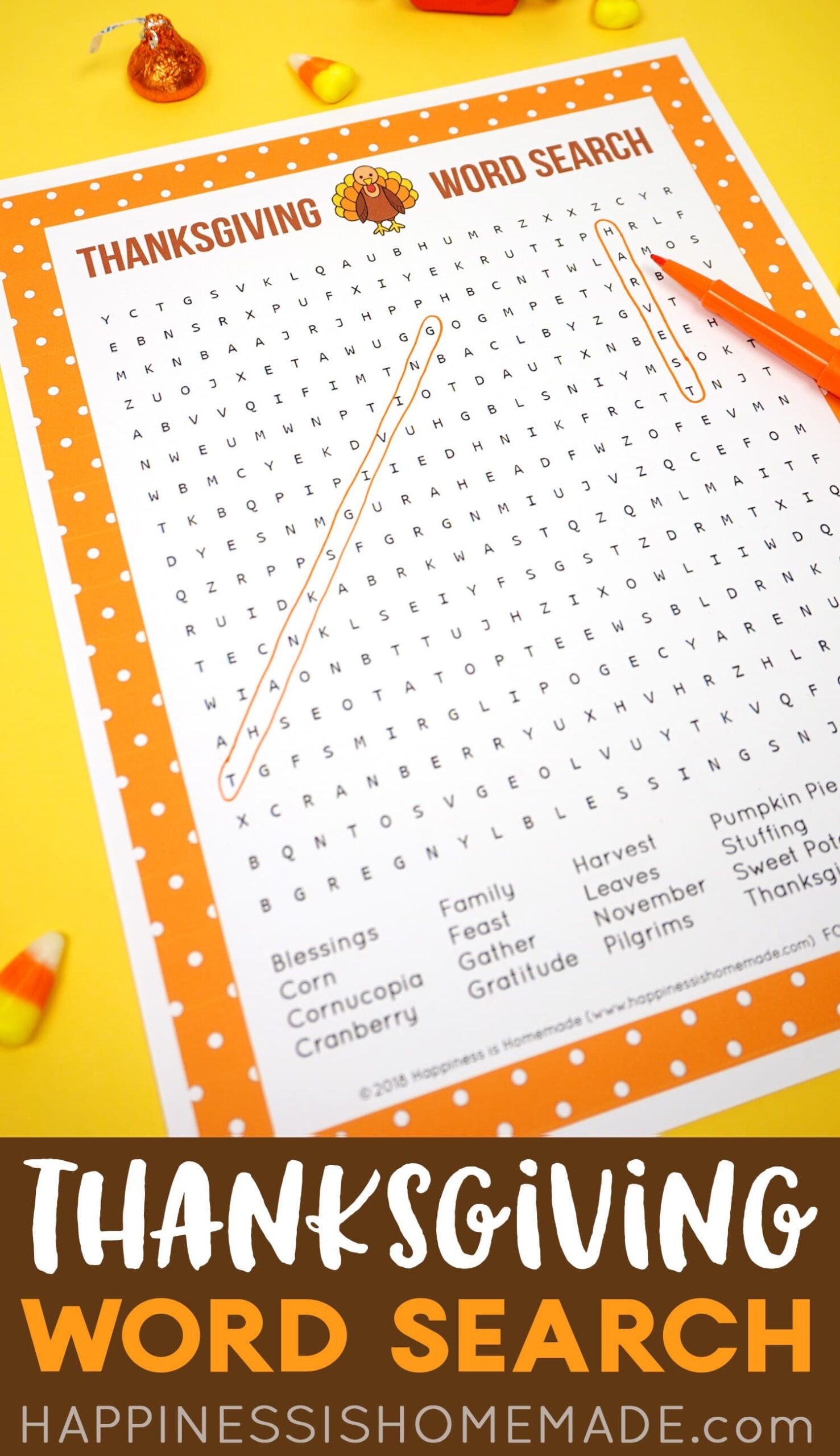 Large Print Thanksgiving Word Search Puzzles