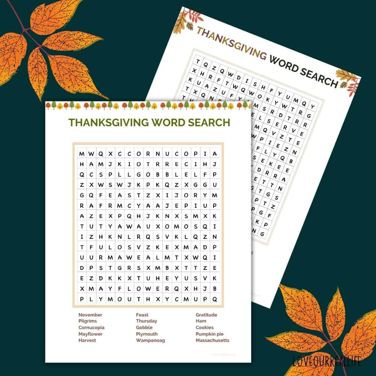 thanksgiving word search puzzle free printable pdf love our