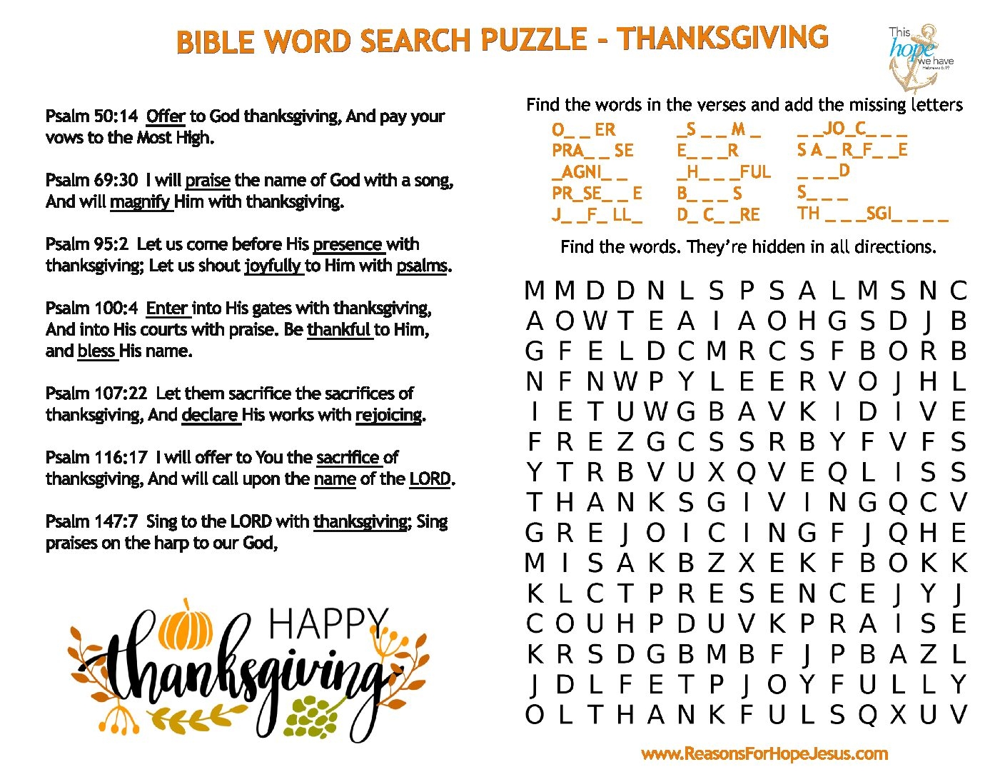 Printable Bible Word Search Puzzles For Kids