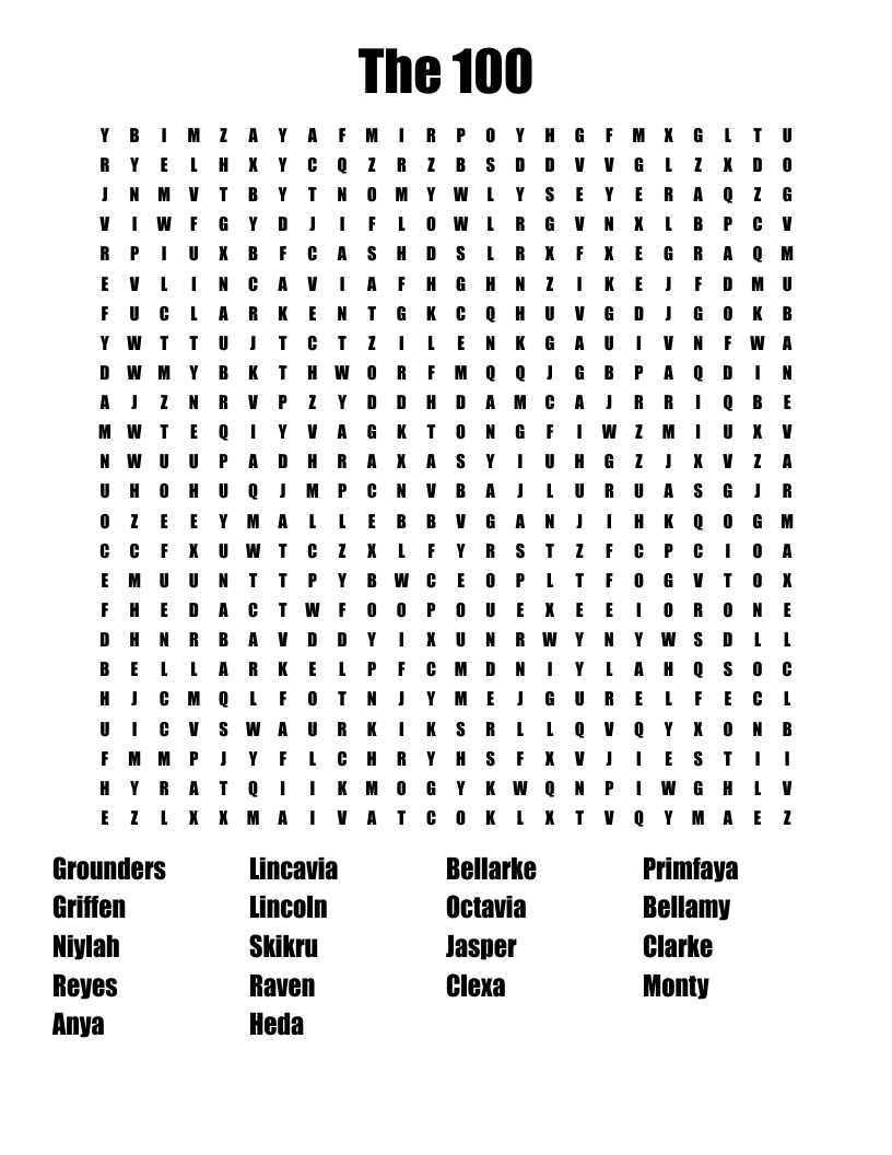 100 Word Word Search Puzzles Printable