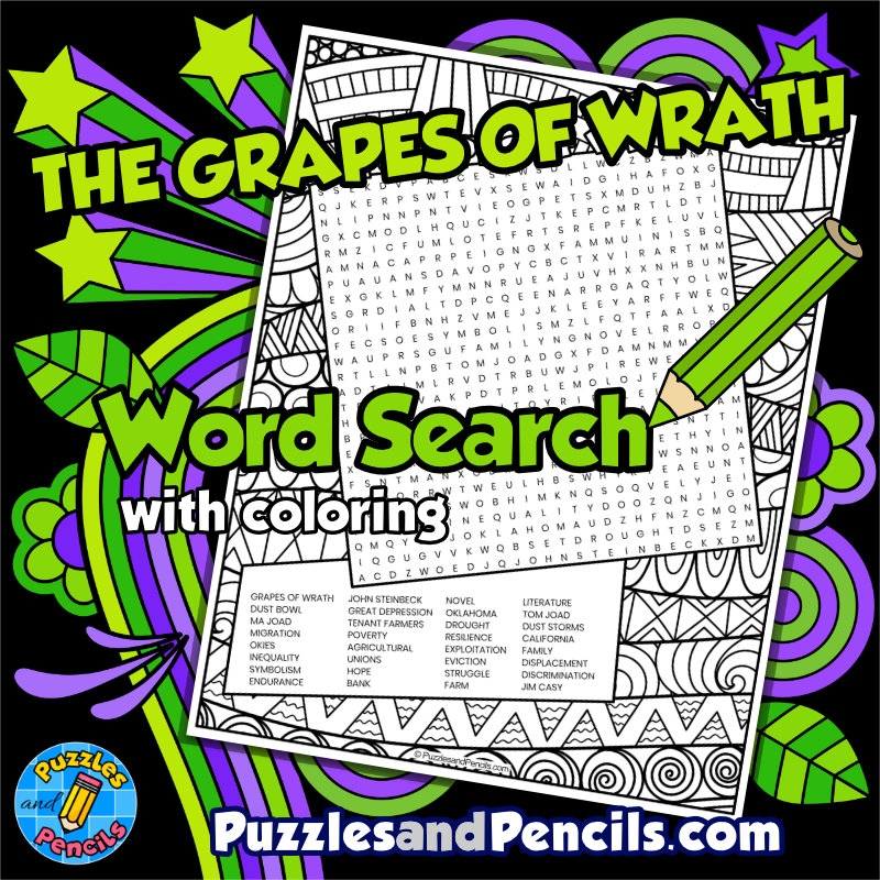 The Grapes Of Wrath Word Search Puzzle With Coloring High School Literature Made By Teachers The Grapes Of Wrath Word Search Puzzle With Coloring High School Literature Made By Teachers