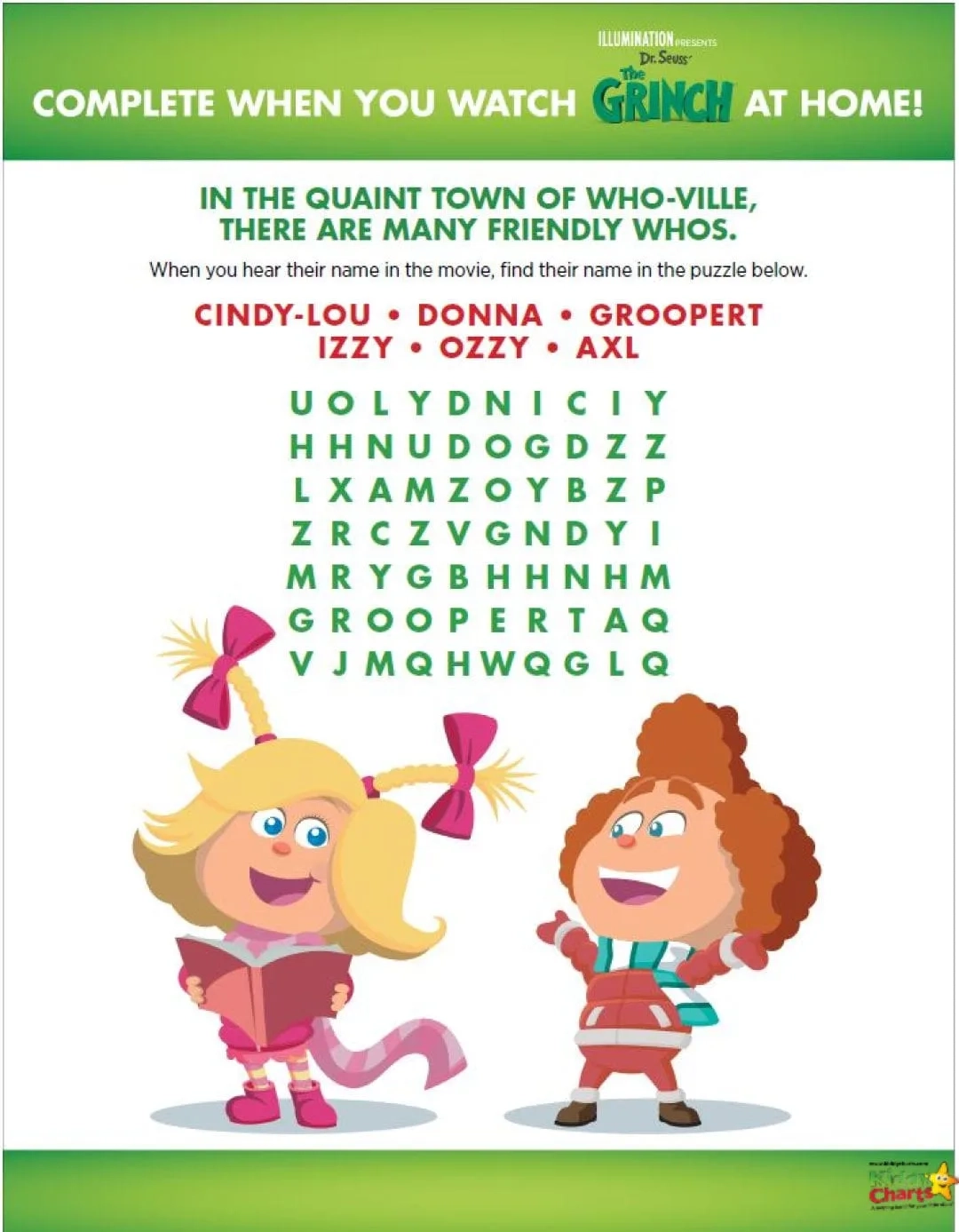 The Grinch Activity Sheets Dr Seuss KiddyCharts