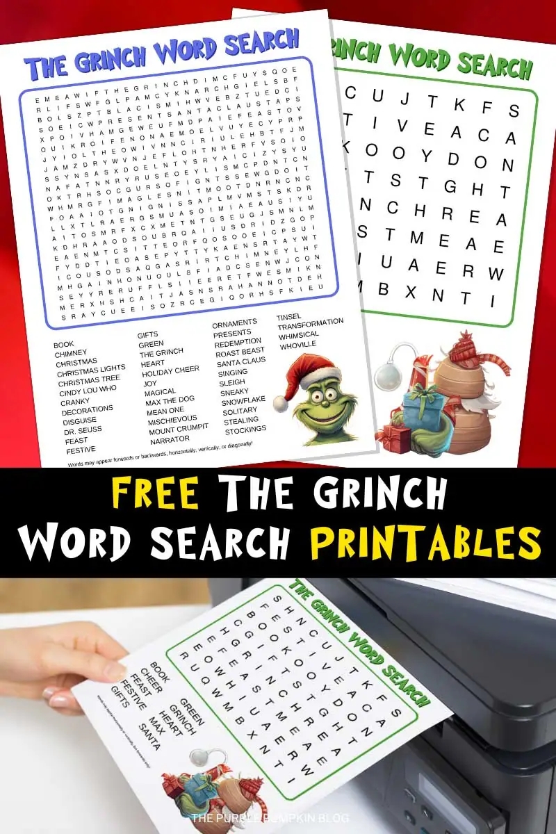 The Grinch Word Search Free Printable