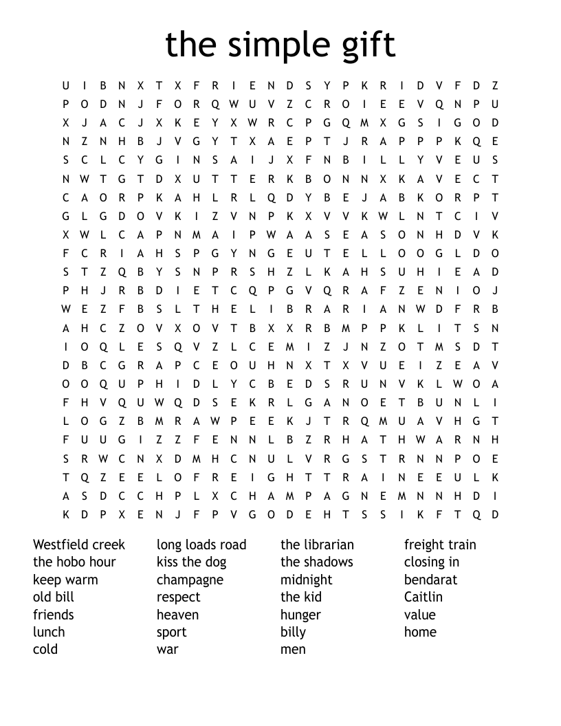 the simple gift word search wordmint