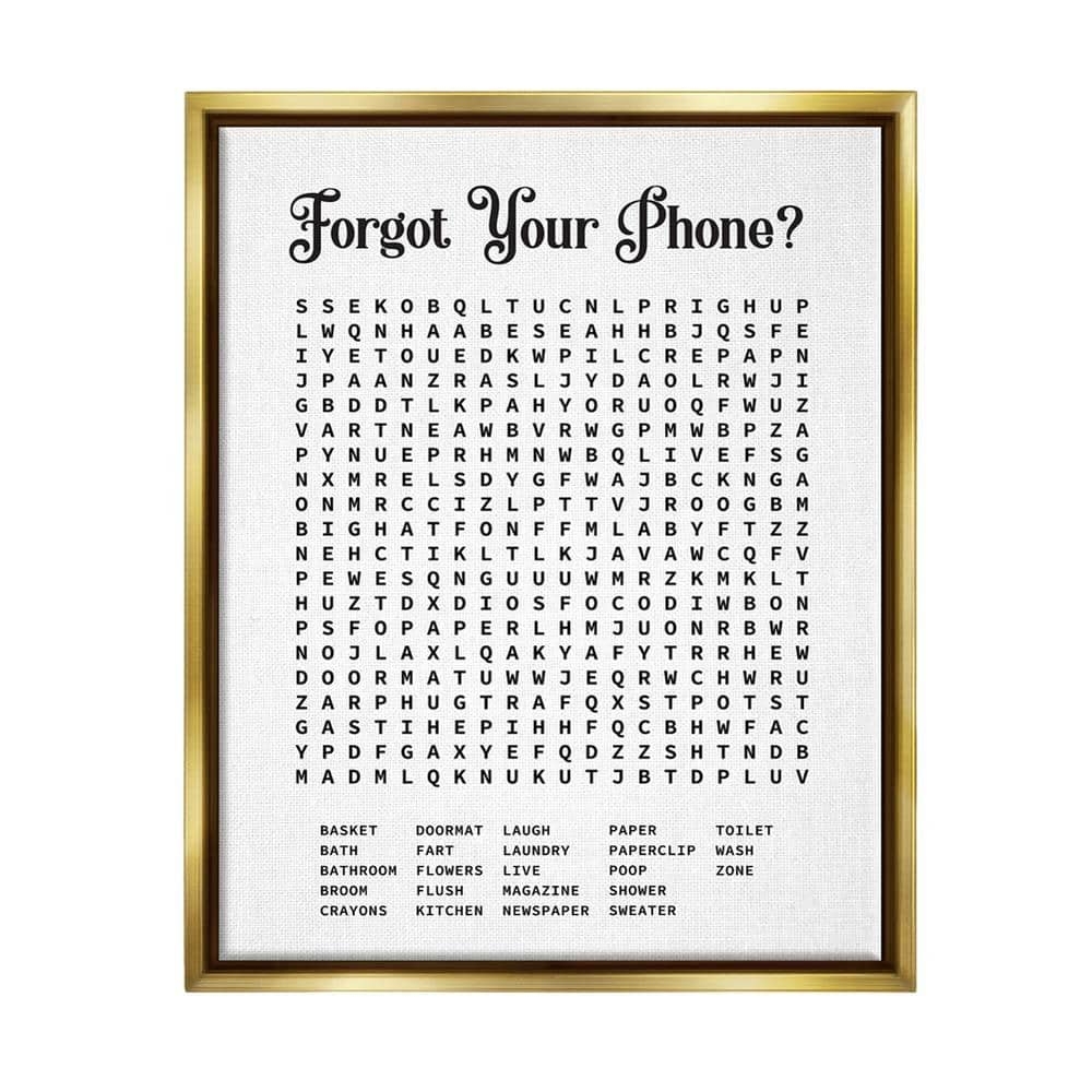 The Stupell Home Decor Collection Phone Crossword Puzzle Bathroom Word By Lettered And Lined Floater Frame Typography Wall Art Print 21 In X 17 In Wrp 1390 ffg 16x20 The Home Depot