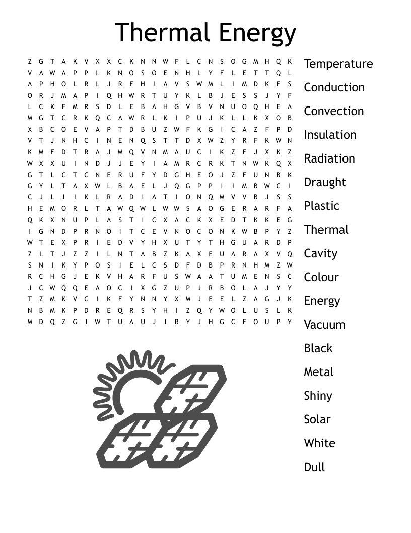 Thermal Energy 6th Grade Word Search WordMint