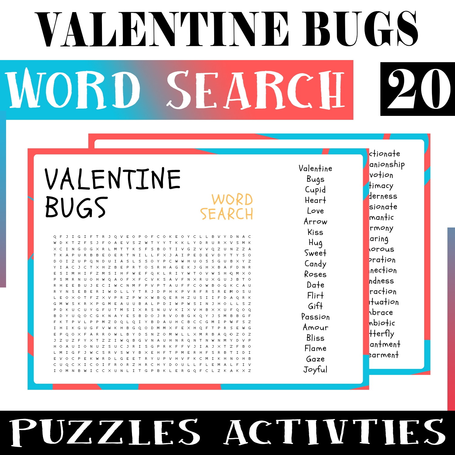 Valentine Bugs No Prep Word Search Puzzle Worksheet Activity For Morning Work Made By Teachers