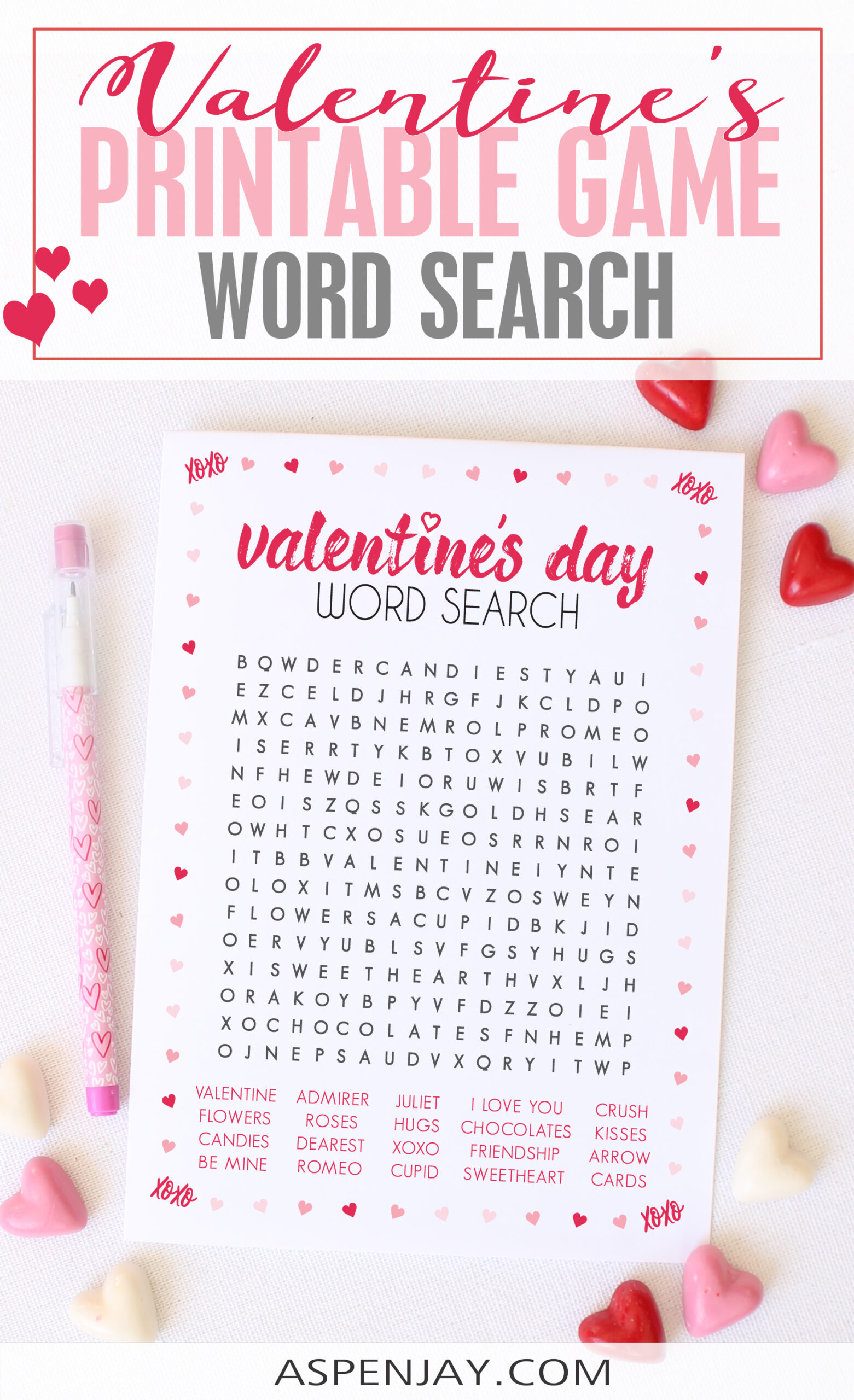 Free Valentine's Day Word Search Worksheets