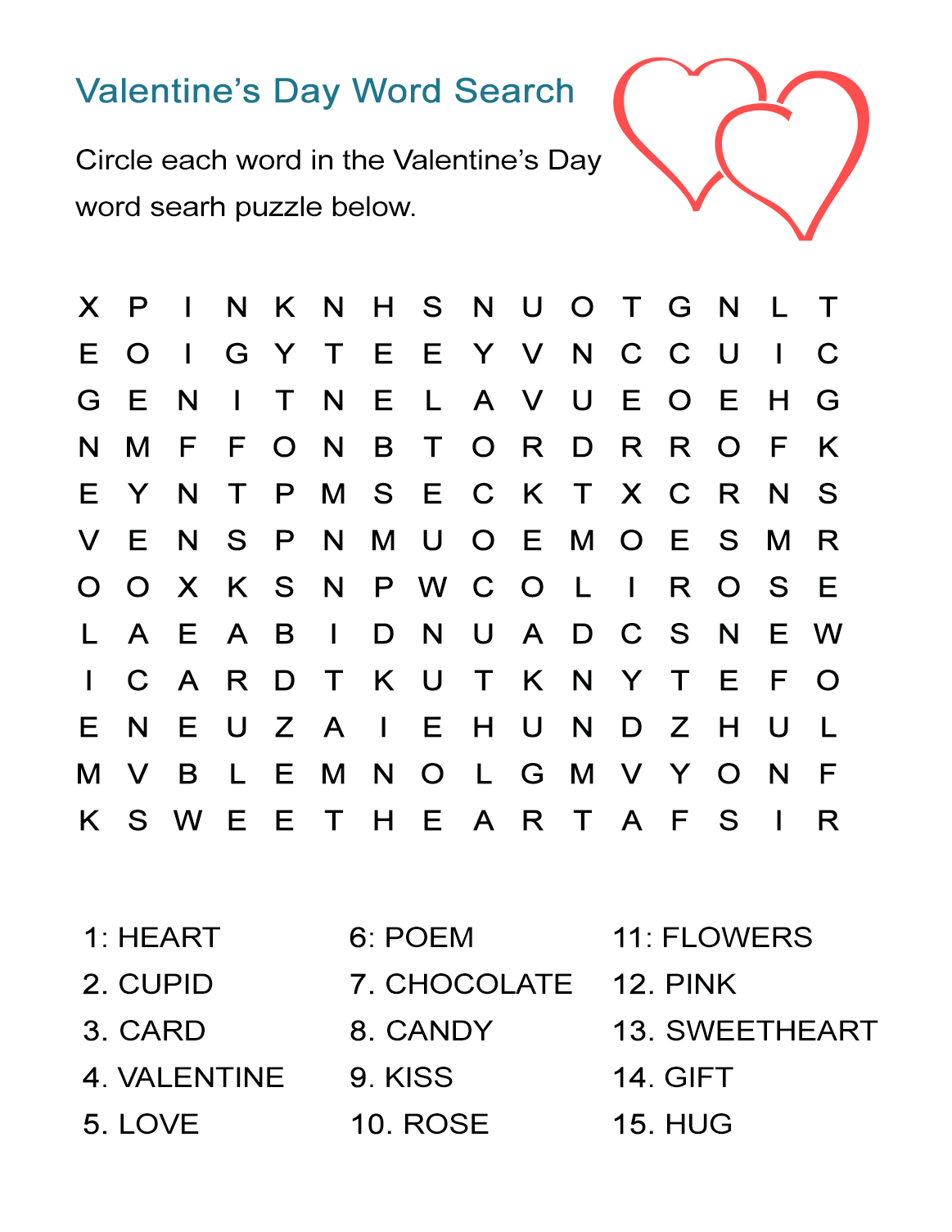 valentine s day word search puzzle all esl