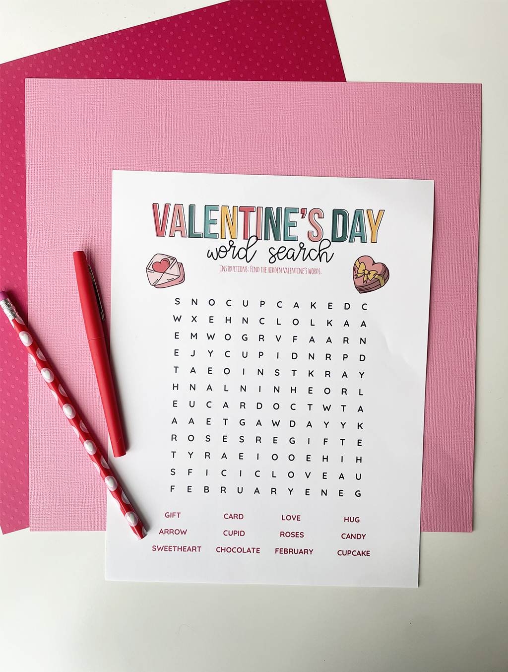 Valentine s Day Word Search The Crafting Chicks