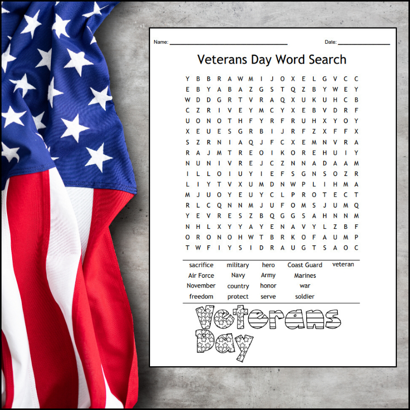 Word Search Veterans Day