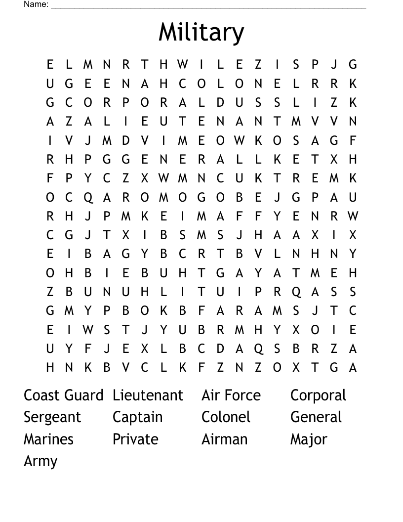 Veterans Day Word Search WordMint