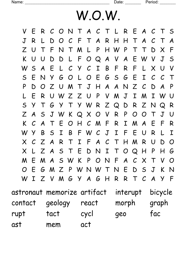W O W Word Search WordMint