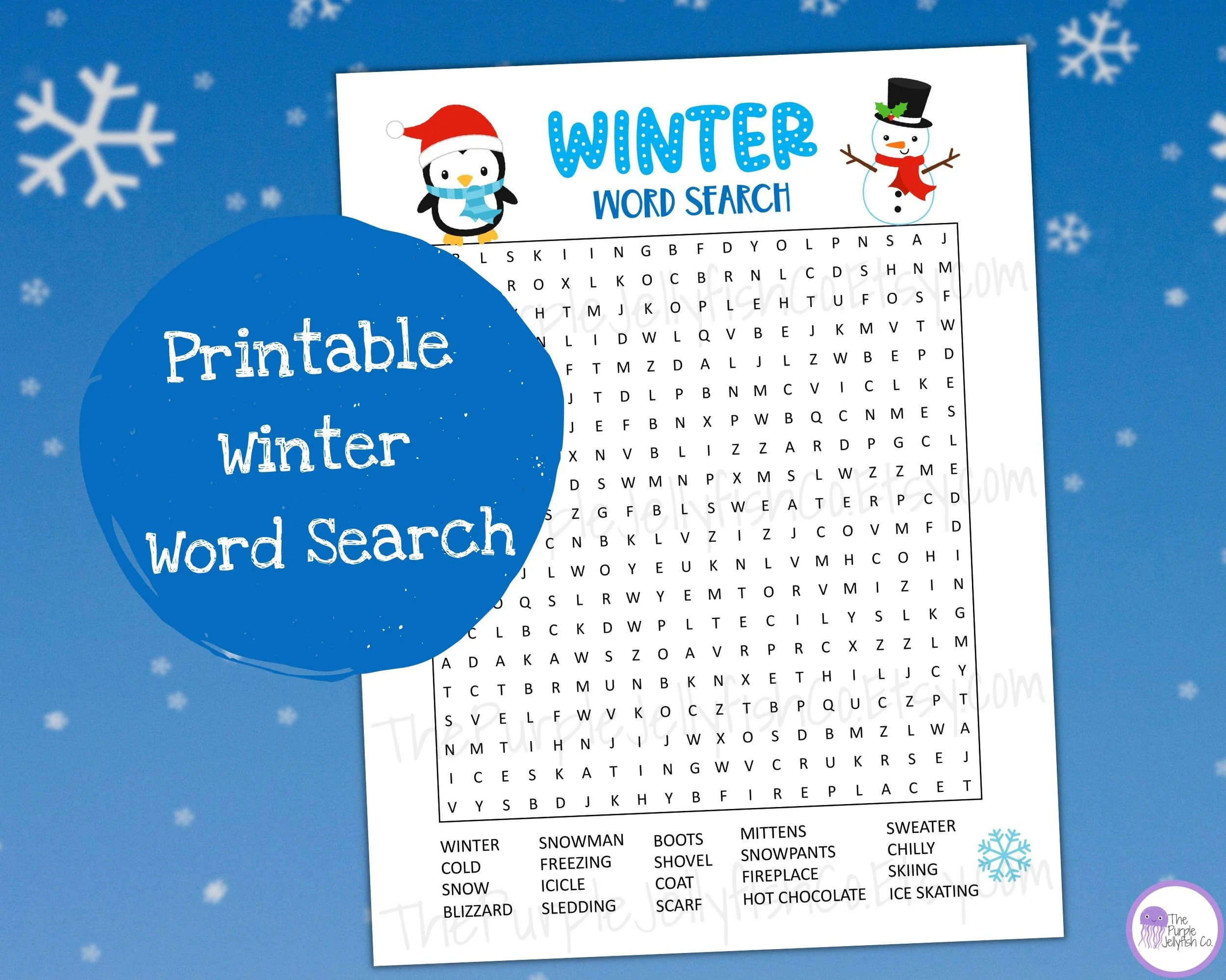 winter word search printable word search puzzle for kids u0026 adults christmas word games winter activities printable fun holiday worksheet etsy