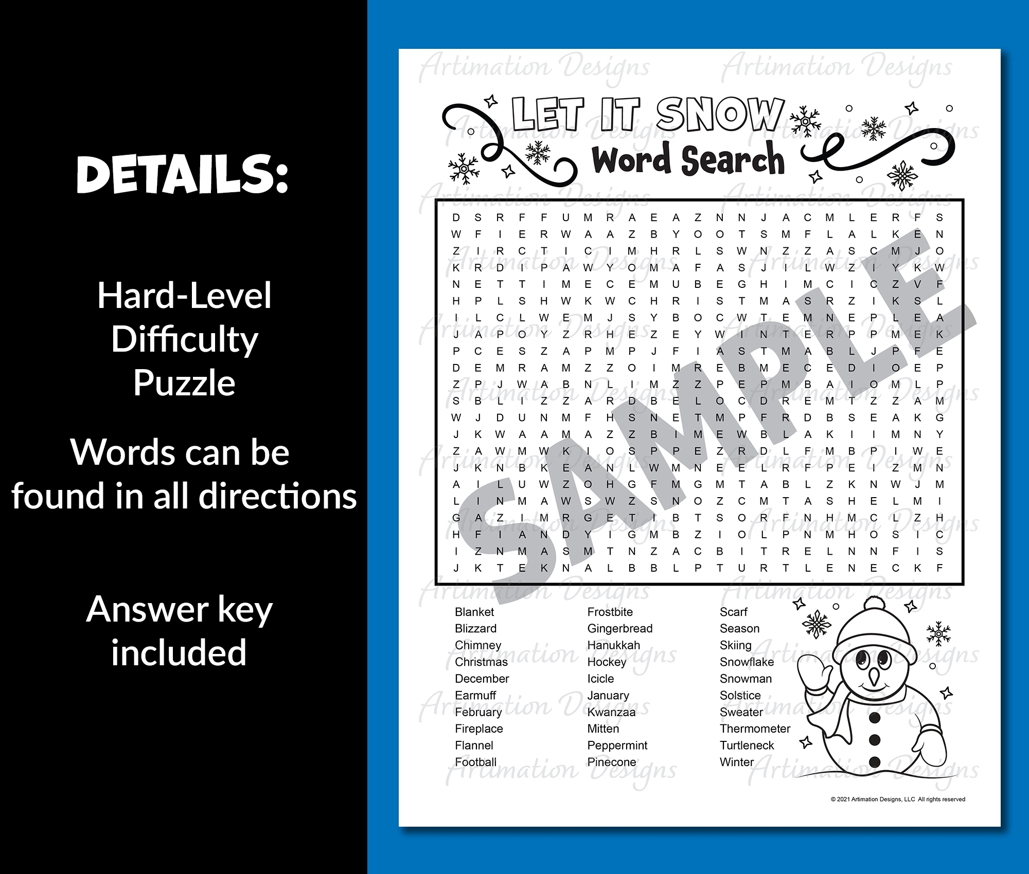Winter Word Search Puzzle Hard Level Winter Word Game Activity Made By Teachers