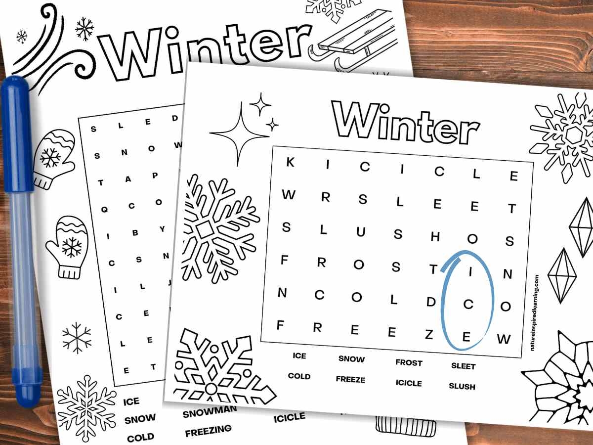 winter word searches nature inspired learning