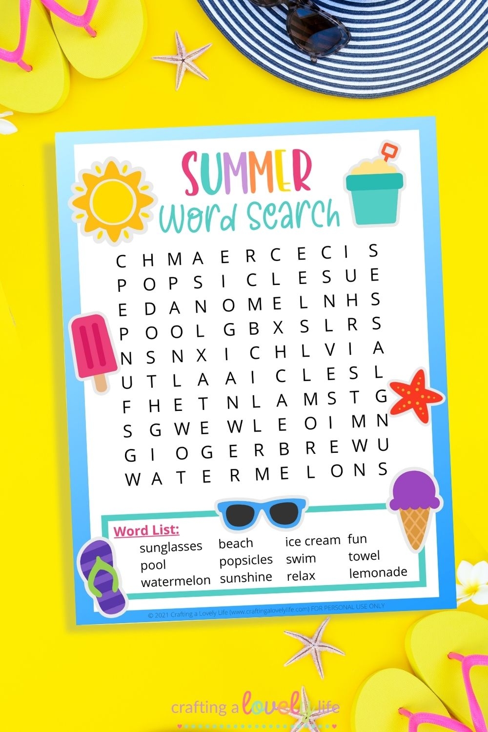 word search for summer free printable crafting a lovely life