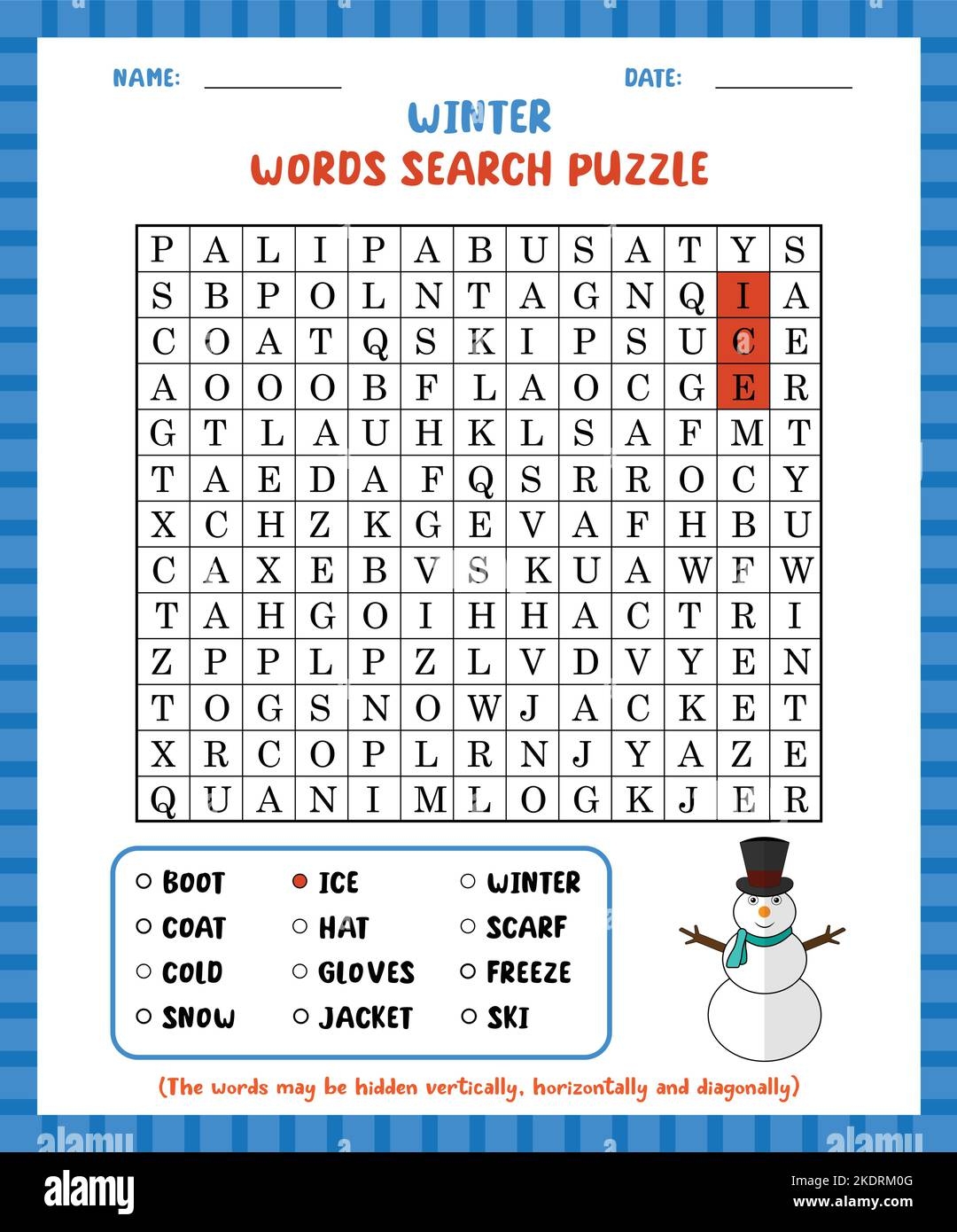 word search game winter word search puzzle worksheet for learning english stock vector image u0026 art alamy