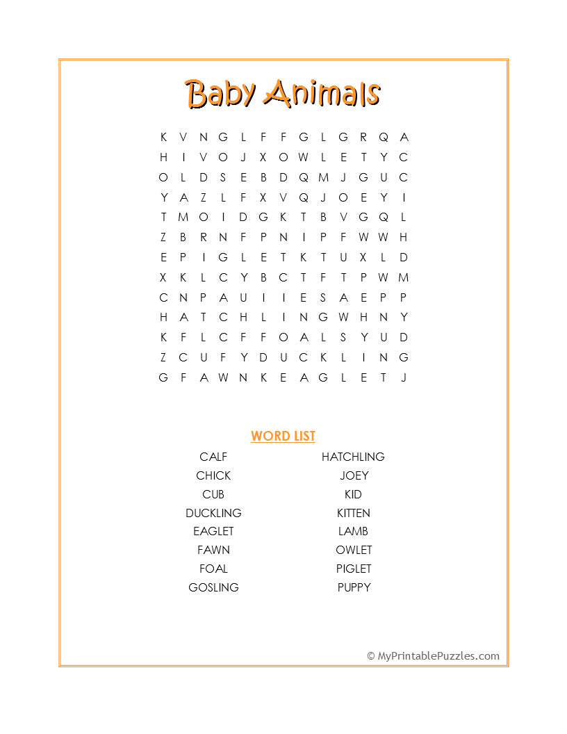 Word Search My Printable Puzzles