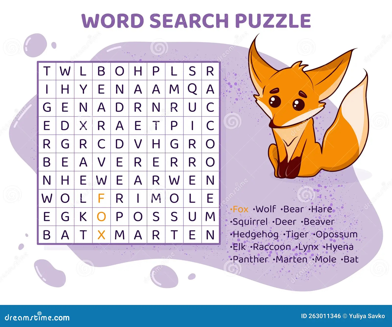 Word Search Printable Animals