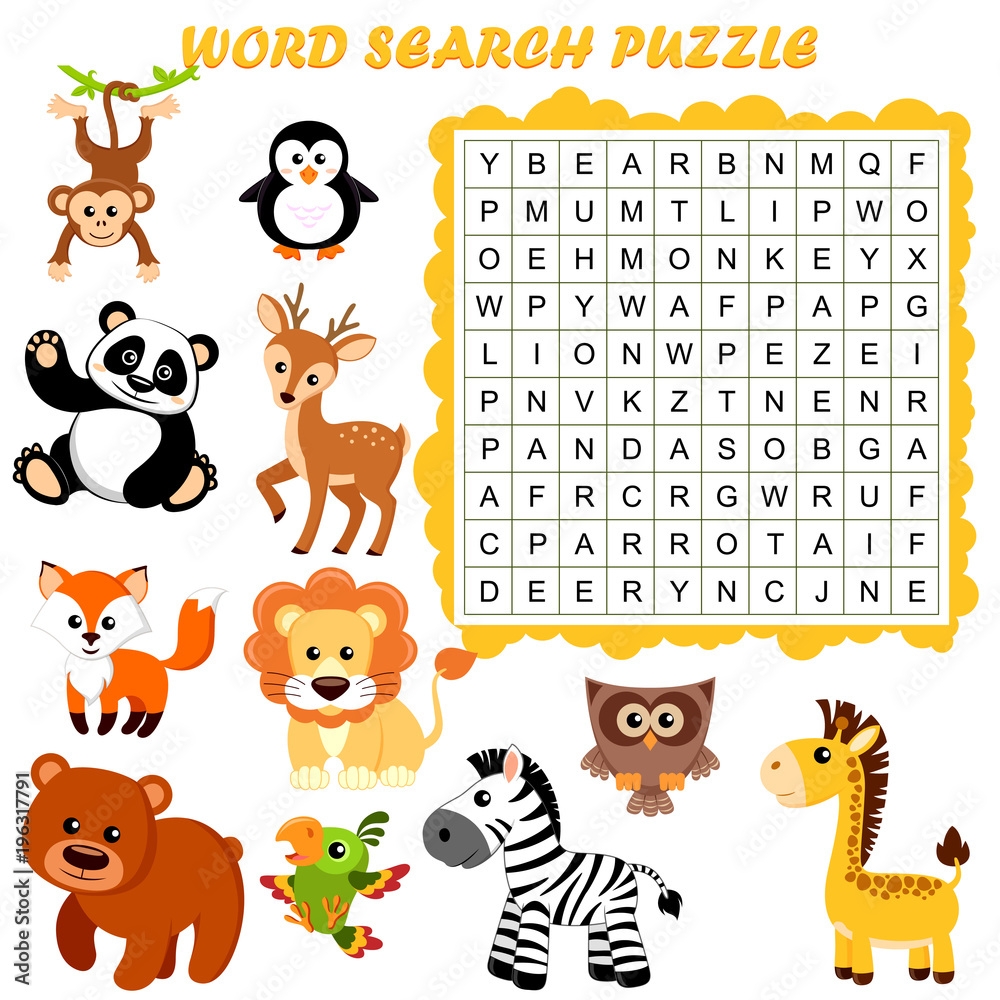 Zoo Animals Word Search Printable