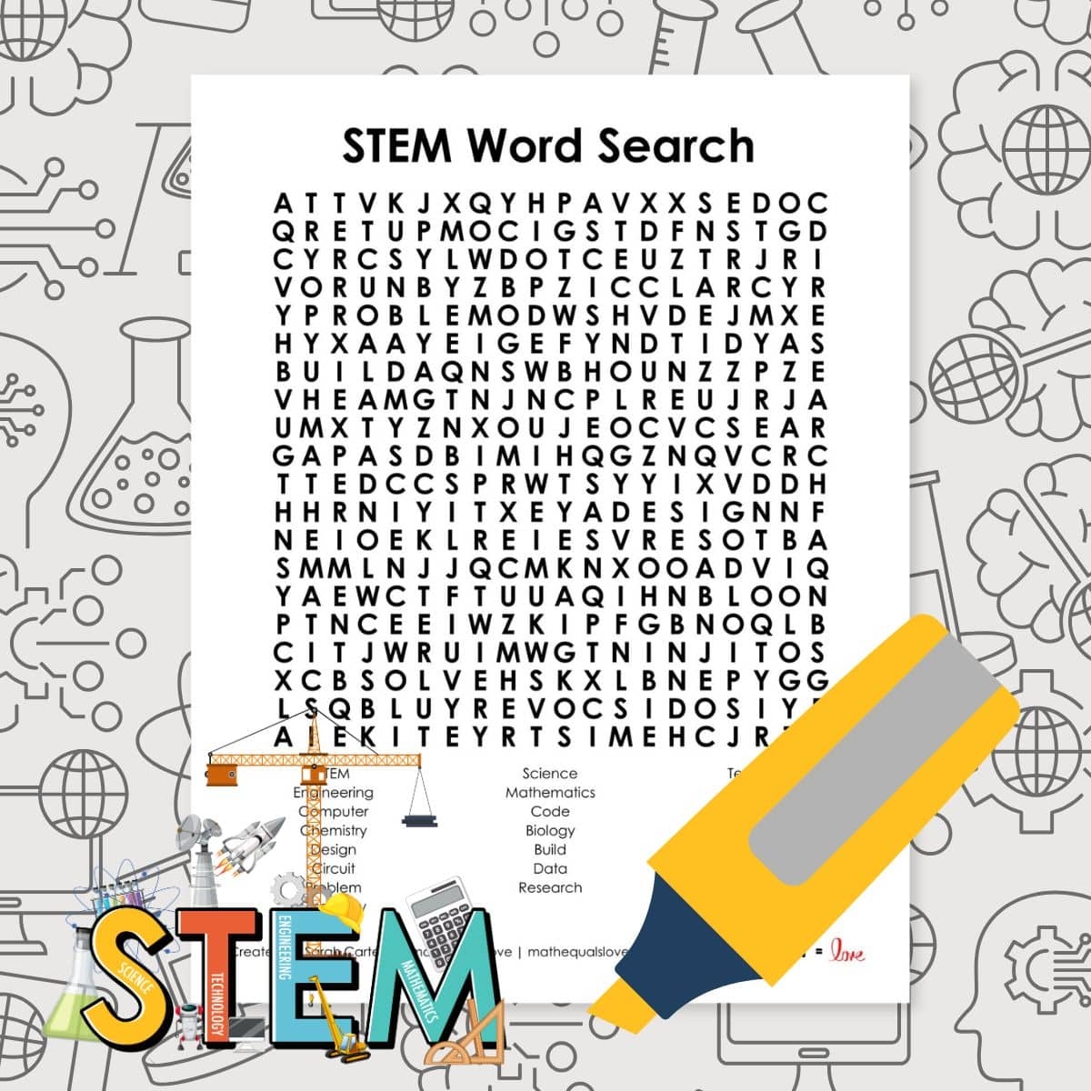 Word Searches Math Love