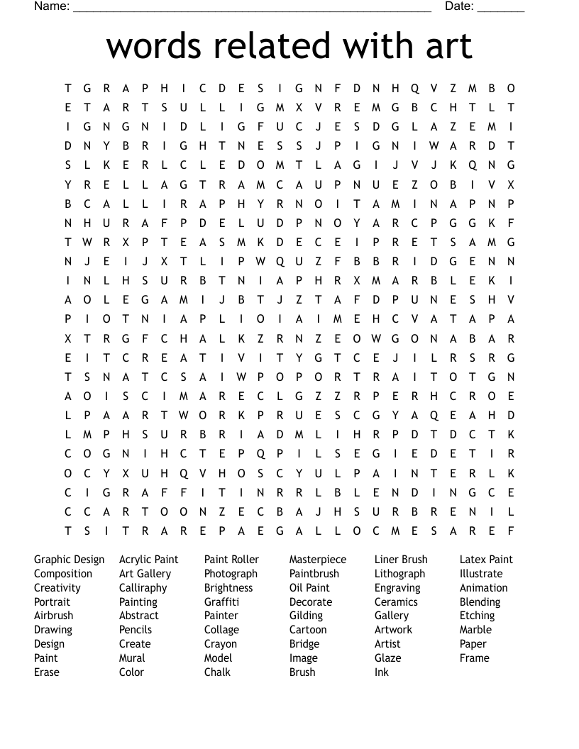 Words Related With Art Word Search WordMint