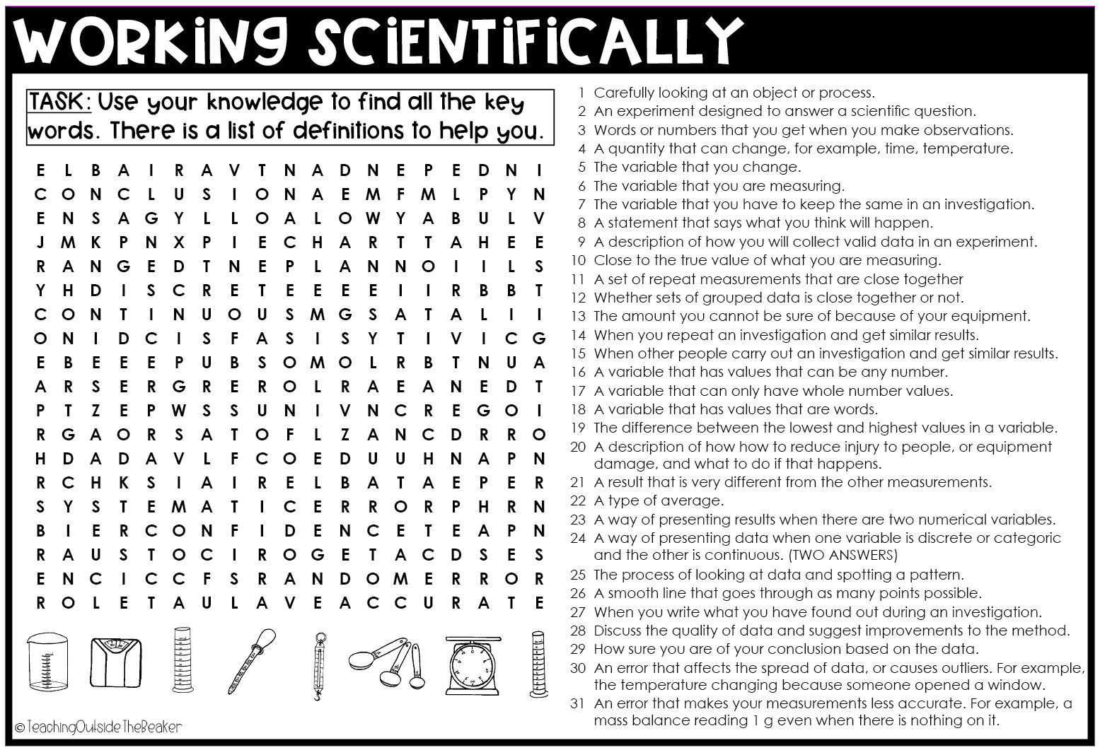 Working Scientifically Word Search Teaching Resources