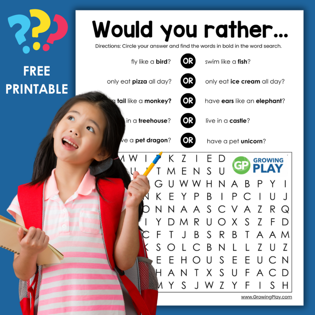 Would You Rather Word Search Free Printable Growing Play