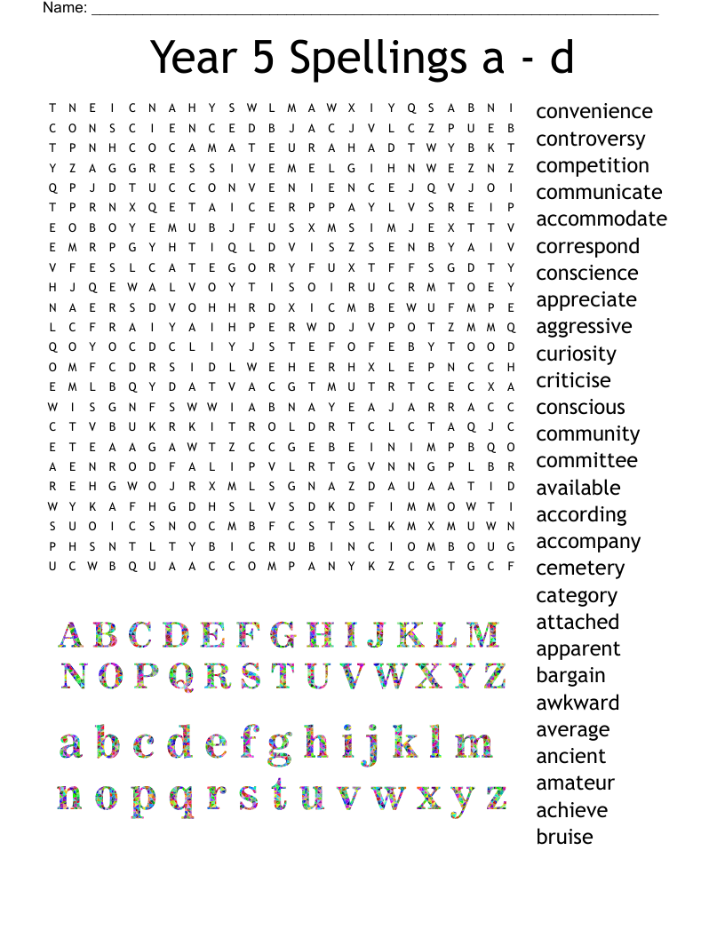 Year 5 And 6 Common Exception Words Word Search WordMint